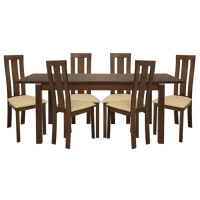 Set Dining table 7 pieces Opening & chair Walnut color HM10090