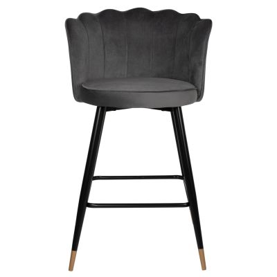 BAR STOOL VESNA HM8736.01 GREY VELVET METAL FRAME IN BLACK 50x50x90Hcm.