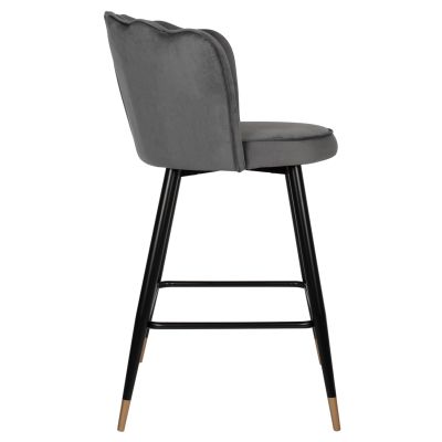 BAR STOOL VESNA HM8736.01 GREY VELVET METAL FRAME IN BLACK 50x50x90Hcm.