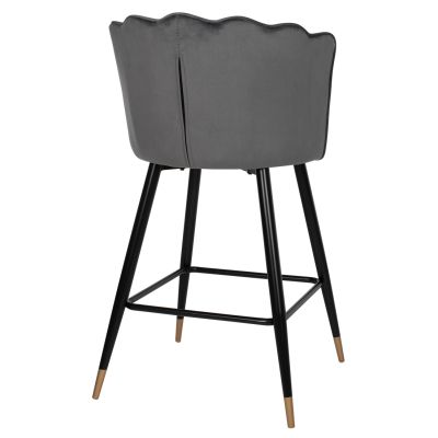 BAR STOOL VESNA HM8736.01 GREY VELVET METAL FRAME IN BLACK 50x50x90Hcm.