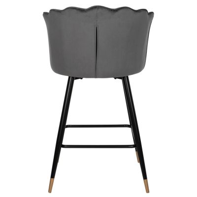 BAR STOOL VESNA HM8736.01 GREY VELVET METAL FRAME IN BLACK 50x50x90Hcm.