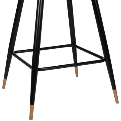 BAR STOOL VESNA HM8736.01 GREY VELVET METAL FRAME IN BLACK 50x50x90Hcm.