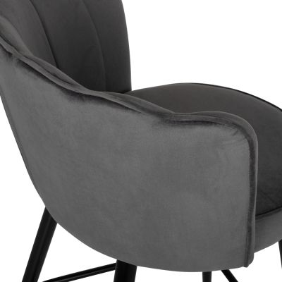 BAR STOOL VESNA HM8736.01 GREY VELVET METAL FRAME IN BLACK 50x50x90Hcm.