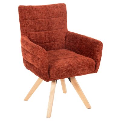 DINING ARMCHAIR GAZER HM9845.06 REDDISH BROWN FABRIC-RUBBERWOOD LEGS 66x63x91Hcm.