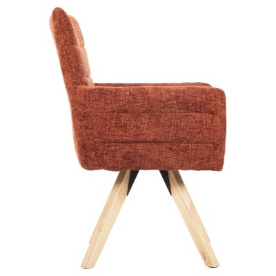 DINING ARMCHAIR GAZER HM9845.06 REDDISH BROWN FABRIC-RUBBERWOOD LEGS 66x63x91Hcm.