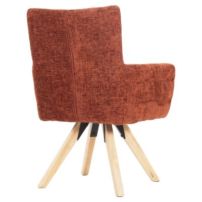 DINING ARMCHAIR GAZER HM9845.06 REDDISH BROWN FABRIC-RUBBERWOOD LEGS 66x63x91Hcm.