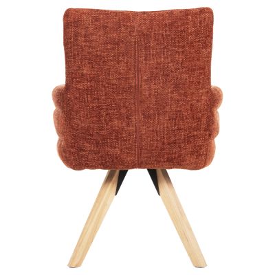 DINING ARMCHAIR GAZER HM9845.06 REDDISH BROWN FABRIC-RUBBERWOOD LEGS 66x63x91Hcm.