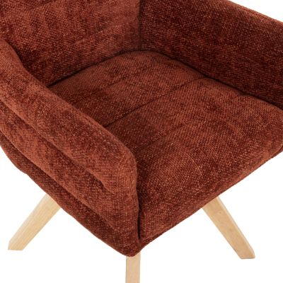 DINING ARMCHAIR GAZER HM9845.06 REDDISH BROWN FABRIC-RUBBERWOOD LEGS 66x63x91Hcm.