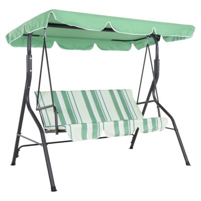 PORCH SWINGER 3-SEATER WITH SUNSHIELD LIKID HM5979.03 METAL GREY- FABRIC IN GREEN 170x110x153Hcm.