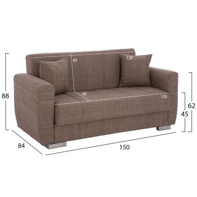 HM3241.02 sofa-bed, 150x84x88cm, beige, 2-seater