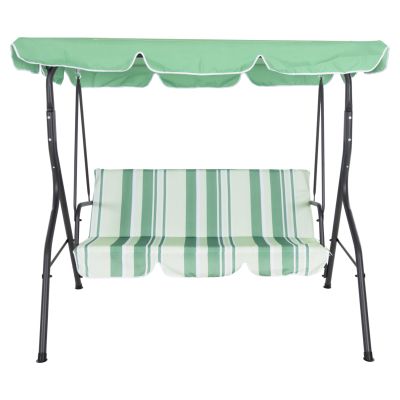 PORCH SWINGER 3-SEATER WITH SUNSHIELD LIKID HM5979.03 METAL GREY- FABRIC IN GREEN 170x110x153Hcm.