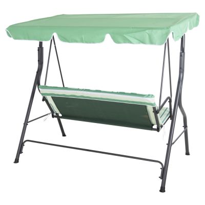 PORCH SWINGER 3-SEATER WITH SUNSHIELD LIKID HM5979.03 METAL GREY- FABRIC IN GREEN 170x110x153Hcm.