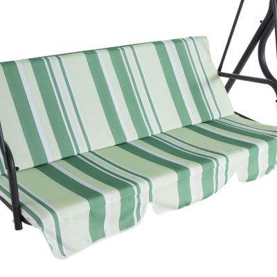 PORCH SWINGER 3-SEATER WITH SUNSHIELD LIKID HM5979.03 METAL GREY- FABRIC IN GREEN 170x110x153Hcm.