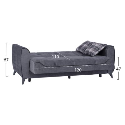 Sofa 3 seater Juana HM3166.30 Grey with dark grey detail 217x80x88 cm