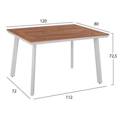 OUTDOOR DINING SET HM11836 5PCS ALUMINUM POLYWOOD TABLE & METAL ARMCHAIRS TEXTLINE WHITE