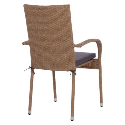 ARMCHAIR “ANISHA” METAL WITH BROWN-MOCHA WICKER AND SEAT CUSHION HM5685.02   56x60x94H CM.