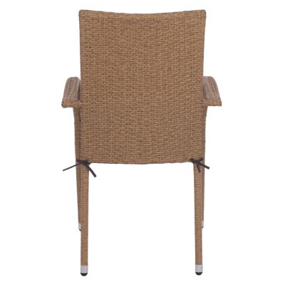 ARMCHAIR “ANISHA” METAL WITH BROWN-MOCHA WICKER AND SEAT CUSHION HM5685.02   56x60x94H CM.