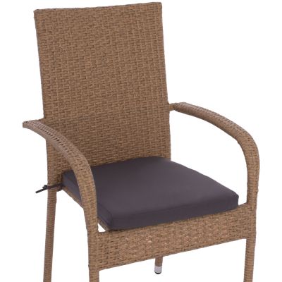 ARMCHAIR “ANISHA” METAL WITH BROWN-MOCHA WICKER AND SEAT CUSHION HM5685.02   56x60x94H CM.