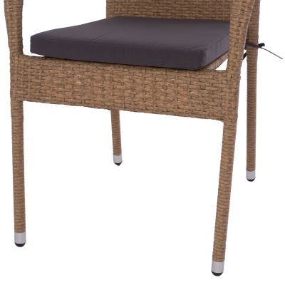 ARMCHAIR “ANISHA” METAL WITH BROWN-MOCHA WICKER AND SEAT CUSHION HM5685.02   56x60x94H CM.