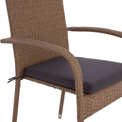 ARMCHAIR “ANISHA” METAL WITH BROWN-MOCHA WICKER AND SEAT CUSHION HM5685.02   56x60x94H CM.