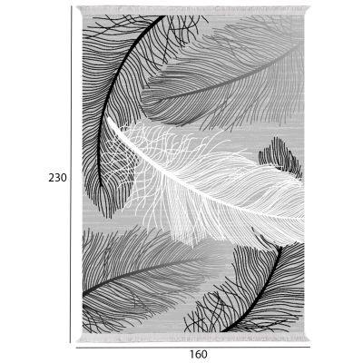КИЛИМ ЗА ХОЛНА С РЕСНИ JOSIANE HM7675.38 ПЕРА СИВО-БЯЛО 160X230