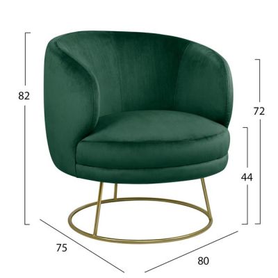 Armchair Arien HM8403.03, cypress green velvet, gold base 80x75x82cm