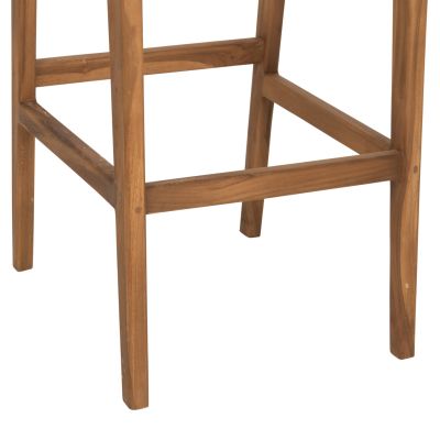 BAR STOOL WITH BACKREST NESHA HM9788 TEAK WOOD IN NATURAL-BEIGE ROPE 45x57x110Hcm.