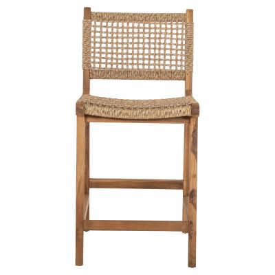 BAR STOOL WITH BACKREST NESHA HM9381.11 TEAK WOOD & VIRO ROPE 46x53x96 cm.