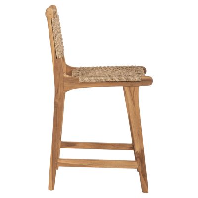 BAR STOOL WITH BACKREST NESHA HM9381.11 TEAK WOOD & VIRO ROPE 46x53x96 cm.