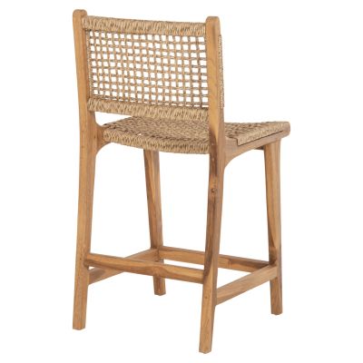 BAR STOOL WITH BACKREST NESHA HM9381.11 TEAK WOOD & VIRO ROPE 46x53x96 cm.