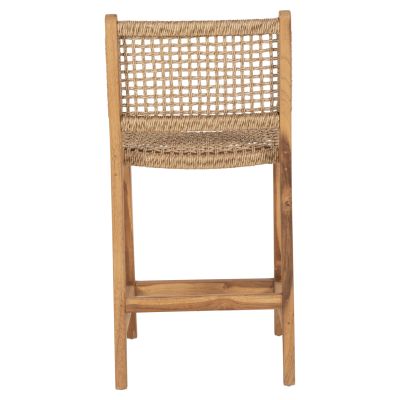 BAR STOOL WITH BACKREST NESHA HM9381.11 TEAK WOOD & VIRO ROPE 46x53x96 cm.