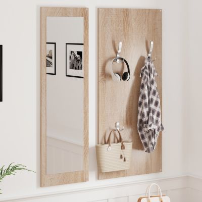 ENTRYWAY SET WITH MIRROR VERN HM2476.01 MELAMINE IN SONAMA 80x27x175Hcm.