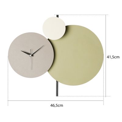 WALL CLOCK HM4330 METAL IN GREY, LIGHT GREEN AND WHITE 46,5x41,5Hcm.