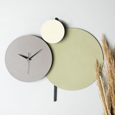 WALL CLOCK HM4330 METAL IN GREY, LIGHT GREEN AND WHITE 46,5x41,5Hcm.