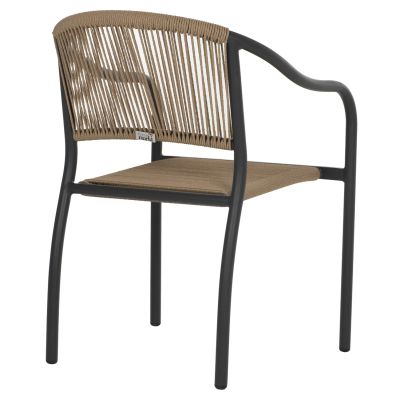 ARMCHAIR ALUMINUM HM5856.02 CHARCOAL GREY WITH PE WICKER ROPE 57x63x80H