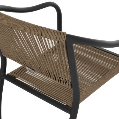 ARMCHAIR ALUMINUM HM5856.02 CHARCOAL GREY WITH PE WICKER ROPE 57x63x80H