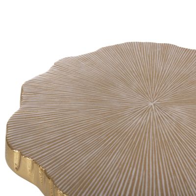 SIDE TABLE ANGUL HM4264 METAL IN GOLD-WHITE 48x40x35Hcm.