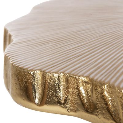 SIDE TABLE ANGUL HM4264 METAL IN GOLD-WHITE 48x40x35Hcm.