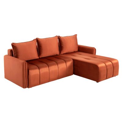 CORNER SOFA-BED PROTON HM3272.09 ORANGE VELVET 225x94x70Hcm.