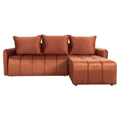 CORNER SOFA-BED PROTON HM3272.09 ORANGE VELVET 225x94x70Hcm.