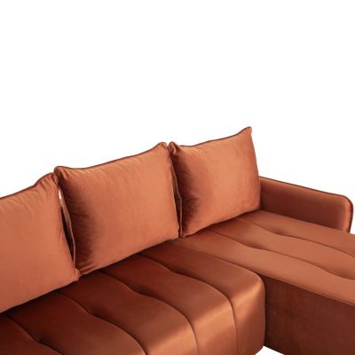 CORNER SOFA-BED PROTON HM3272.09 ORANGE VELVET 225x94x70Hcm.