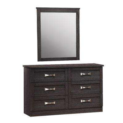 Bedroom Toilet with 6 drawers Zebrano 120x40x76 cm. & Mirror 72x90 HM10171.01