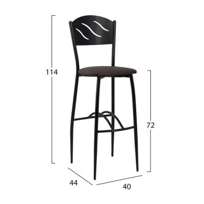 Bar Stool Black Metallic Brown PU 40x44x114 εκ