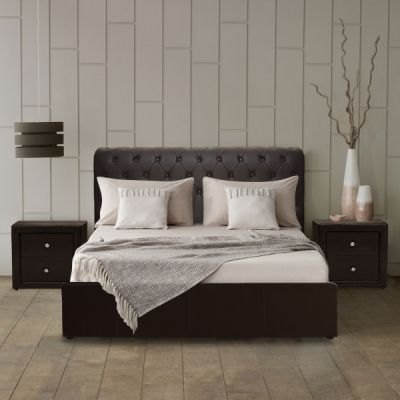 Bed MONE HM321.01 Chesterfield-style storage space Brown  150x200cm