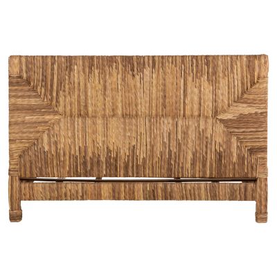 BED THAW HM672 TEAK WOOD FRAME-BANANA LEAF RUSH 180x200cm.