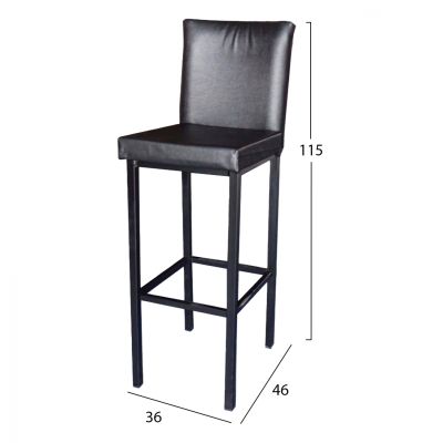 Metallic bar stool with black PU TS481 36x46x115cm.