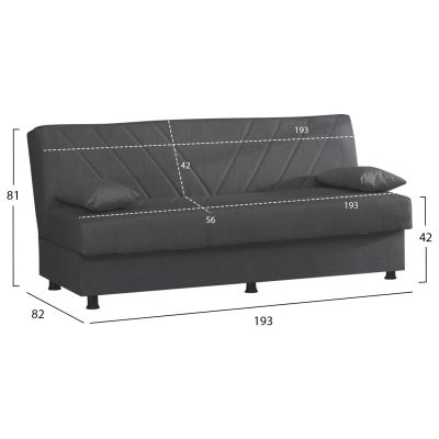 SOFA BED 3-SEATER ANDRE HM3271.03 ANTHRACITE FABRIC 193x82x81Hcm.