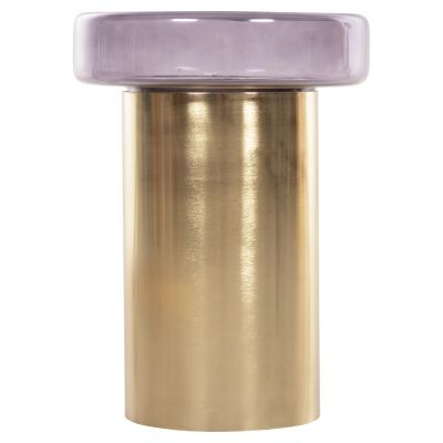 SIDE TABLE ROUND CARMO HM9728 PURPLE GLASS TOP-GOLD METAL BASE Φ39Χ54Hcm.