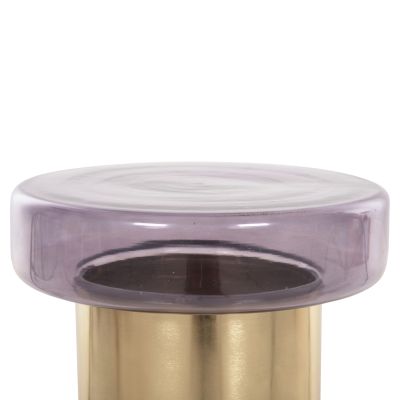 SIDE TABLE ROUND CARMO HM9728 PURPLE GLASS TOP-GOLD METAL BASE Φ39Χ54Hcm.