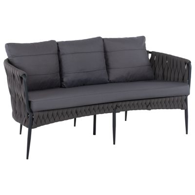 SOFA 3-SEATER HM5924.10 ALUMINUM ANTHRACITE-LIGHT GREY ROPE 188x76x95Hcm.